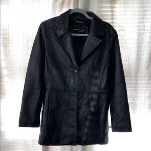 Andrew Marc - Marc New York Buttery Soft Black Longline Leather Jacket Blazer